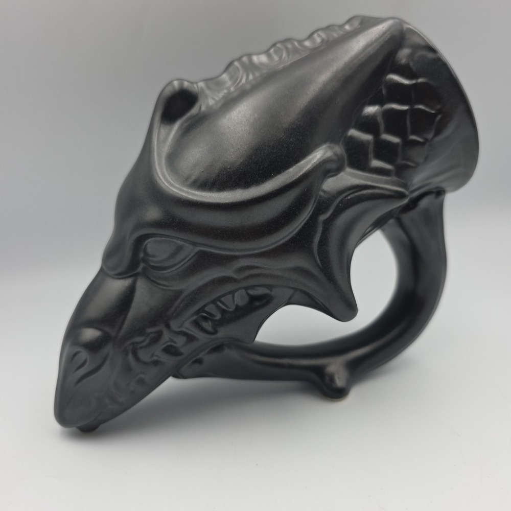 Dire Dragon Beer Mug, Satin Black Glaze Game of Thrones  Pottery 9" Long